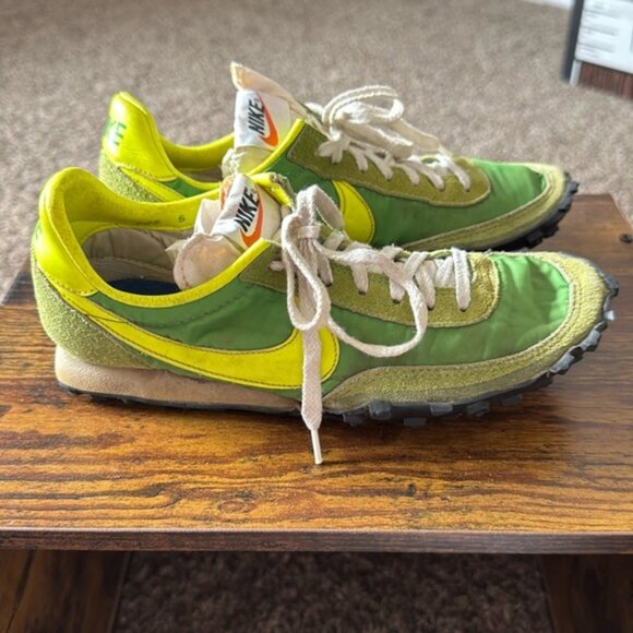 Vintage Nike Waffles Late 1970s/Early 80s MadeIn USA Green Yellow Size 5 - Picture 4 of 16